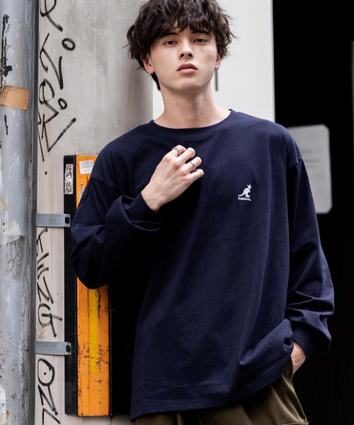 KANGOL(カンゴール)の「KANGOL カンゴール 別注コラボオーバーサイズワンポイントロゴ刺繍長袖Tシャツ(Tシャツ/カットソー・メンズ・ホワイト/ネイビー/ブラック/ホワイト系/ブラック系/チャコール/ブルー・M/L/XL)」の6枚目の写真