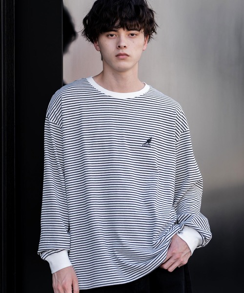 KANGOL(カンゴール)の「KANGOL カンゴール 別注コラボオーバーサイズワンポイントロゴ刺繍長袖Tシャツ(Tシャツ/カットソー・メンズ・ホワイト/ネイビー/ブラック/ホワイト系/ブラック系/チャコール/ブルー・M/L/XL)」の14枚目の写真