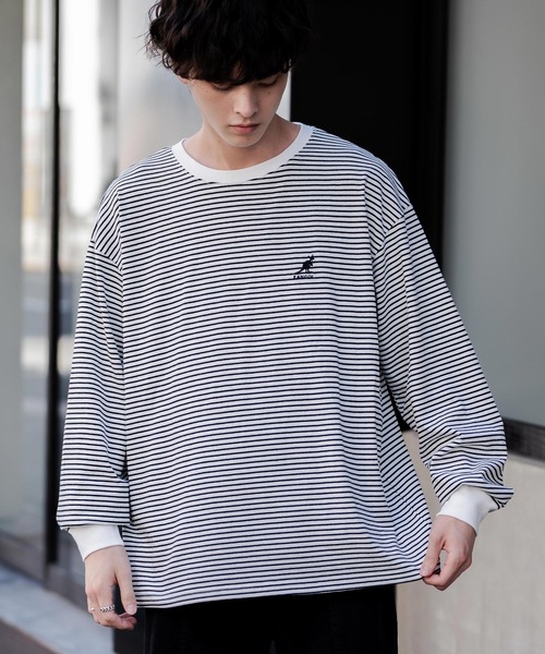 KANGOL(カンゴール)の「KANGOL カンゴール 別注コラボオーバーサイズワンポイントロゴ刺繍長袖Tシャツ(Tシャツ/カットソー・メンズ・ホワイト/ネイビー/ブラック/ホワイト系/ブラック系/チャコール/ブルー・M/L/XL)」の16枚目の写真