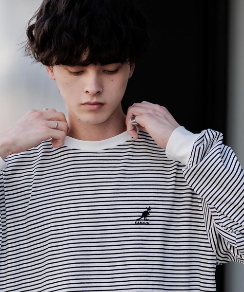 KANGOL(カンゴール)の「KANGOL カンゴール 別注コラボオーバーサイズワンポイントロゴ刺繍長袖Tシャツ(Tシャツ/カットソー・メンズ・ホワイト/ネイビー/ブラック/ホワイト系/ブラック系/チャコール/ブルー・M/L/XL)」の17枚目の写真