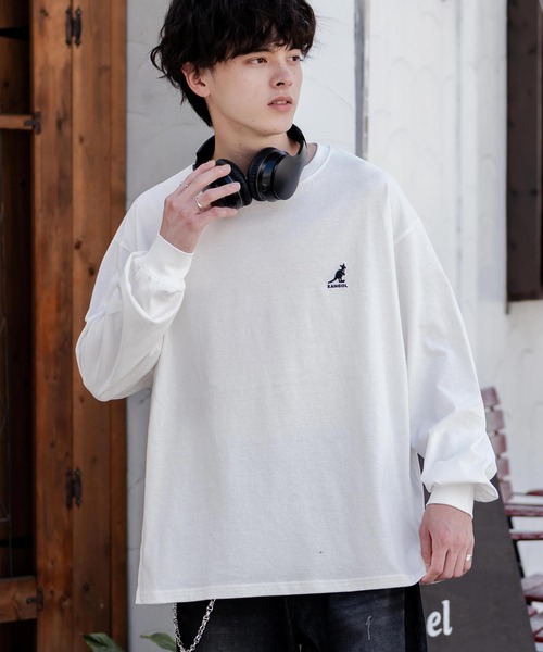KANGOL(カンゴール)の「KANGOL カンゴール 別注コラボオーバーサイズワンポイントロゴ刺繍長袖Tシャツ(Tシャツ/カットソー・メンズ・ホワイト/ネイビー/ブラック/ホワイト系/ブラック系/チャコール/ブルー・M/L/XL)」の8枚目の写真