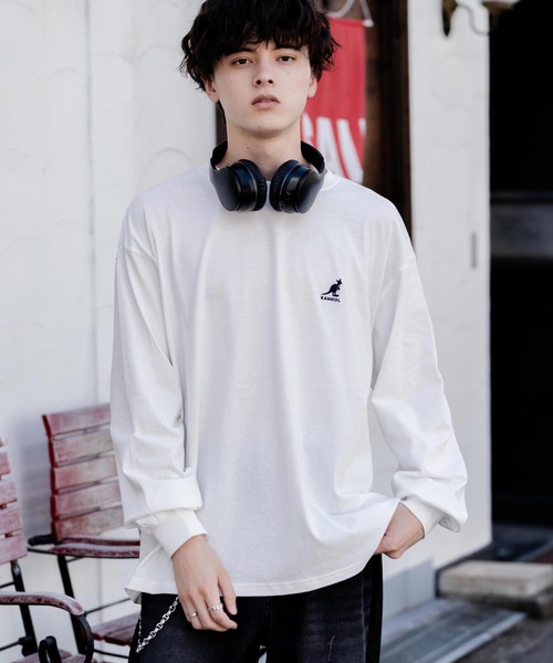 KANGOL(カンゴール)の「KANGOL カンゴール 別注コラボオーバーサイズワンポイントロゴ刺繍長袖Tシャツ(Tシャツ/カットソー・メンズ・ホワイト/ネイビー/ブラック/ホワイト系/ブラック系/チャコール/ブルー・M/L/XL)」の9枚目の写真