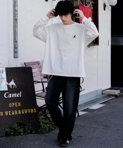 KANGOL(カンゴール)の「KANGOL カンゴール 別注コラボオーバーサイズワンポイントロゴ刺繍長袖Tシャツ(Tシャツ/カットソー・メンズ・ホワイト/ネイビー/ブラック/ホワイト系/ブラック系/チャコール/ブルー・M/L/XL)」の13枚目の写真
