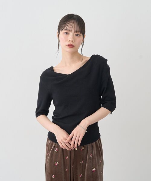 earth music&ecology(アースミュージックアンドエコロジー)の「ドレープニットプルオーバー(ニット/セーター・レディース・ブラック/ブラウン/ボルドー・FREE)」の22枚目の写真