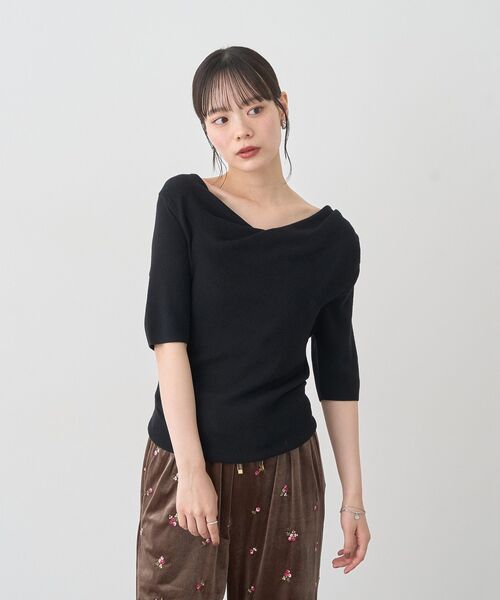 earth music&ecology(アースミュージックアンドエコロジー)の「ドレープニットプルオーバー(ニット/セーター・レディース・ブラック/ブラウン/ボルドー・FREE)」の21枚目の写真