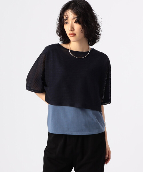 COMME CA（コムサ）の「【ツインニット】ラミーポリエステル ツインニットソー（アンサンブル・レディース・ネイビー/ライトグレー・9号）」の2枚目の写真