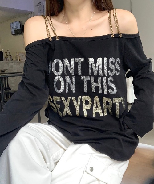 セール】チェーンオフショルトップス（Tシャツ/カットソー