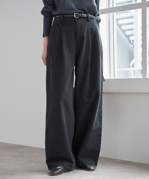 4サイズ展開》LEDENIM BLUR TUCK TROUSERデニム（デニムパンツ