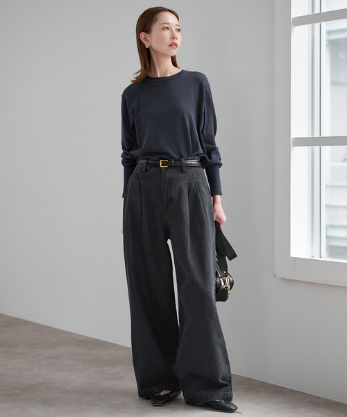 SLOVE IENA デニム LEDENIM TUCK TROUSER 4サイズ展開》LEDENIM BLUR TUCK TROUSERデニム（デニムパンツ