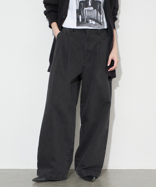 4サイズ展開》LEDENIM BLUR TUCK TROUSERデニム（デニムパンツ