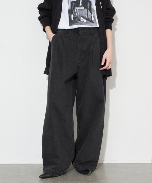 スローブイエナ☆LEDENIM TUCK TROUSER 4サイズ展開》LEDENIM BLUR TUCK TROUSERデニム（デニムパンツ