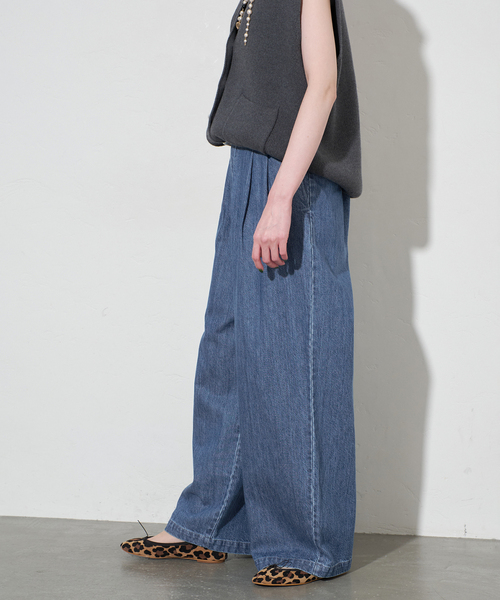 セール】《4サイズ展開》LEDENIM BLUR TUCK TROUSERデニム（デニム