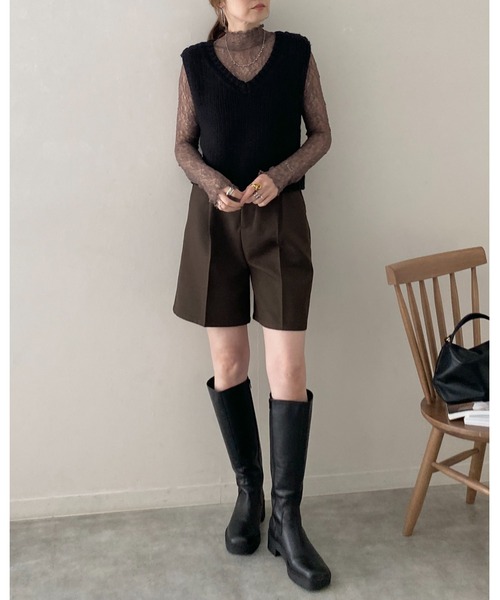 She's Closet(シーズクローゼット)の「長袖ハイネック透かし編みストレッチレースシアートップス(Tシャツ/カットソー・レディース・スモークピンク/ブラウン系その他/ブラック/ホワイト・FREE)」の5枚目の写真