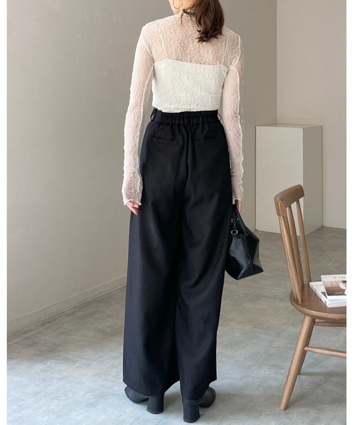 She's Closet(シーズクローゼット)の「長袖ハイネック透かし編みストレッチレースシアートップス(Tシャツ/カットソー・レディース・スモークピンク/ブラウン系その他/ブラック/ホワイト・FREE)」の13枚目の写真