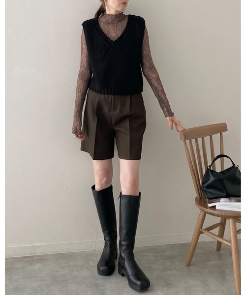 She's Closet(シーズクローゼット)の「長袖ハイネック透かし編みストレッチレースシアートップス(Tシャツ/カットソー・レディース・スモークピンク/ブラウン系その他/ブラック/ホワイト・FREE)」の17枚目の写真