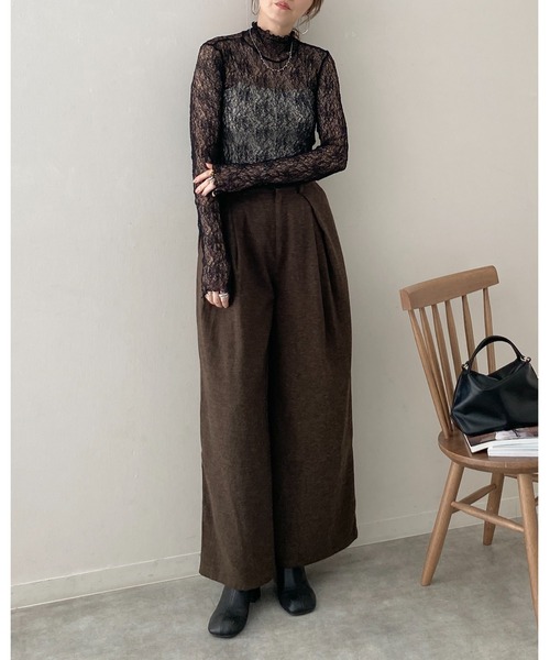 She's Closet(シーズクローゼット)の「長袖ハイネック透かし編みストレッチレースシアートップス(Tシャツ/カットソー・レディース・スモークピンク/ブラウン系その他/ブラック/ホワイト・FREE)」の19枚目の写真