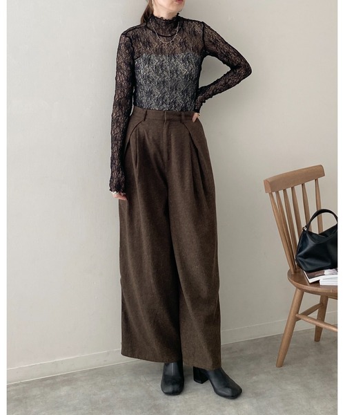 She's Closet(シーズクローゼット)の「長袖ハイネック透かし編みストレッチレースシアートップス(Tシャツ/カットソー・レディース・スモークピンク/ブラウン系その他/ブラック/ホワイト・FREE)」の21枚目の写真