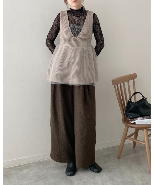 She's Closet(シーズクローゼット)の「長袖ハイネック透かし編みストレッチレースシアートップス(Tシャツ/カットソー・レディース・スモークピンク/ブラウン系その他/ブラック/ホワイト・FREE)」の22枚目の写真
