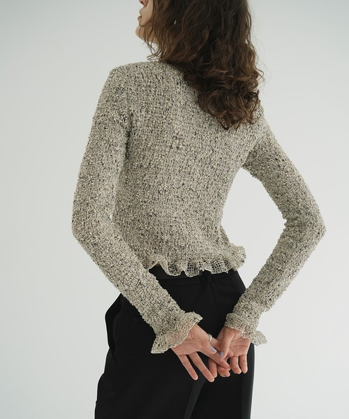 トップス clane MIX MESH GATHER SHIRT MIX MESH GATHER SHIRT｜TOPS(トップス)｜CLANE OFFICIAL ONLINE