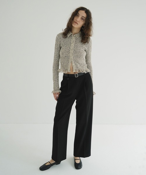 CLANE MIX MESH GATHER SHIRT ブラック 1 MIX MESH GATHER SHIRT（シャツ/ブラウス）｜CLANE（クラネ）の