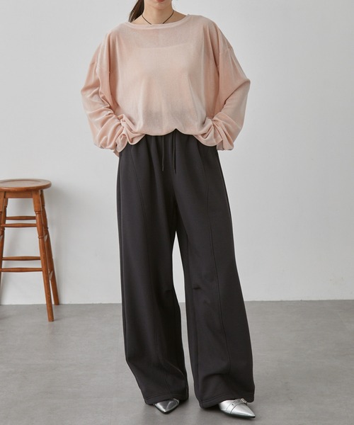 nui nullu（ヌイヌル）の「【nui nullu】2WAYワイドスウェットカーブパンツ＜セットアップ対応＞（スウェットパンツ・レディース・ライトグレー/アイボリー/ブラック/グレー・S/M/L）」の6枚目の写真