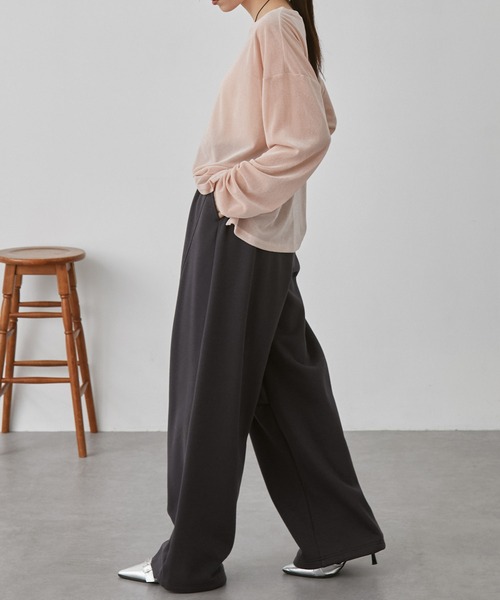 nui nullu（ヌイヌル）の「【nui nullu】2WAYワイドスウェットカーブパンツ＜セットアップ対応＞（スウェットパンツ・レディース・ライトグレー/アイボリー/ブラック/グレー・S/M/L）」の12枚目の写真