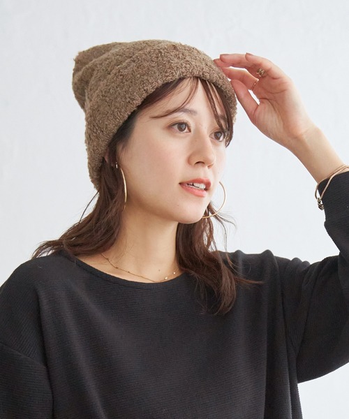 ikka（イッカ）の「ブークレーニットワッチ（ニットキャップ/ビーニー・レディース・ブラック/アイボリー/グレー/キャメル・FREE）」の4枚目の写真