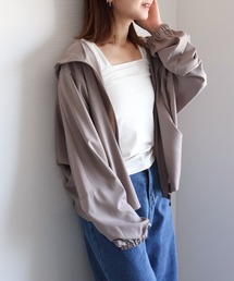 ドルマンスリーブフード付きブルゾン