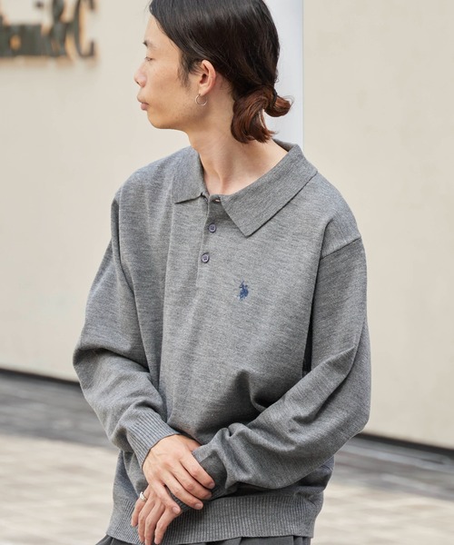 AURALEE グレー ウール ポロセーター ニットポロ　サイズ4 セール】U.S. POLO ASSN./ユーエスポロアッスン リラックスフィット