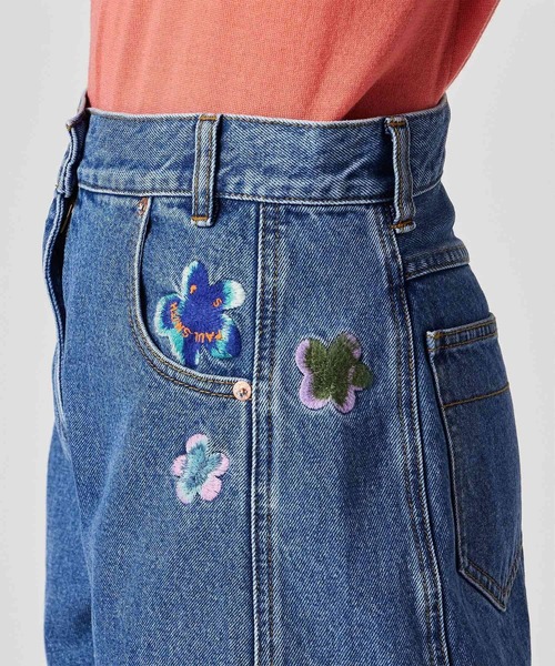 1-2週前後発送予定　フラワーワンピ、エンブロイダリーデニム Wrangler×MAISON SPECIAL】Collaboration Flower Embroidery