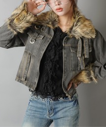 SPINNS | ファーで差がつく！平成ギャル復刻デニムジャケット(デニムジャケット)