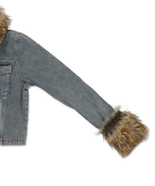 SPINNS（スピンズ）の「ファーで差がつく！平成ギャル復刻デニムジャケット（デニムジャケット・レディース・ブラック/ブルー・ONESIZE）」の6枚目の写真