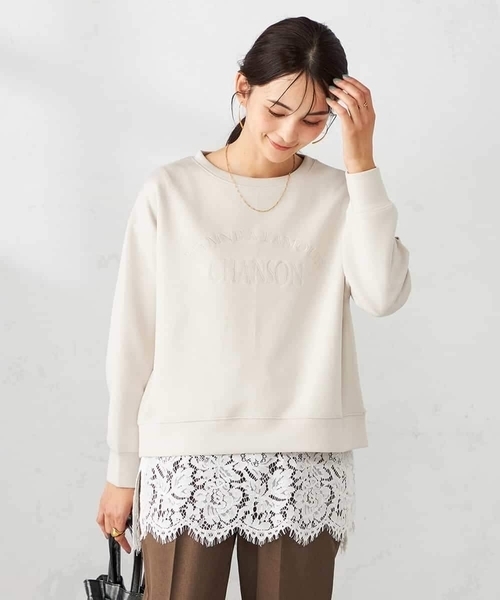 a.v.v(アーヴェヴェ)の「刺繍ロゴショートダンボールスウェット(スウェット・レディース・ネイビー/クリーム/グレー系その他・40/38/36)」の2枚目の写真