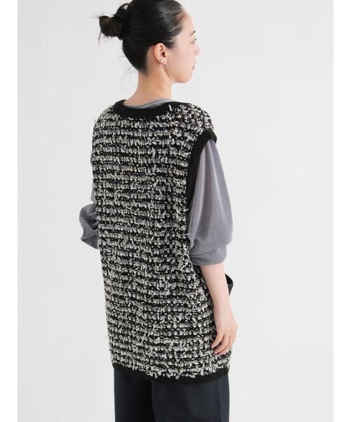 sm2rhythm（サマンサモスモスリズム）の「ツイード風ニットジレ（ベスト・レディース・ネイビー/ブラック/オフホワイト・F）」の8枚目の写真