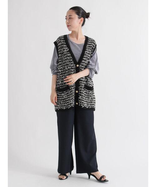 sm2rhythm（サマンサモスモスリズム）の「ツイード風ニットジレ（ベスト・レディース・ネイビー/ブラック/オフホワイト・F）」の10枚目の写真