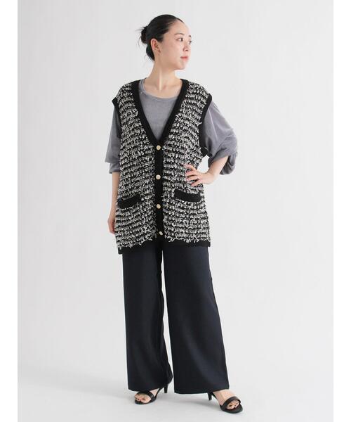 sm2rhythm（サマンサモスモスリズム）の「ツイード風ニットジレ（ベスト・レディース・ネイビー/ブラック/オフホワイト・F）」の11枚目の写真