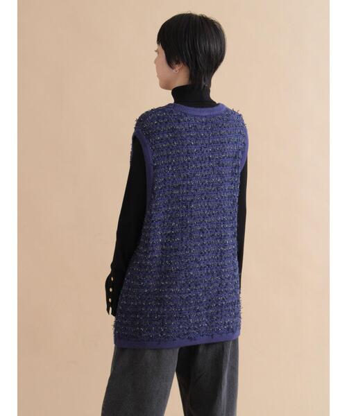 sm2rhythm（サマンサモスモスリズム）の「ツイード風ニットジレ（ベスト・レディース・ネイビー/ブラック/オフホワイト・F）」の14枚目の写真