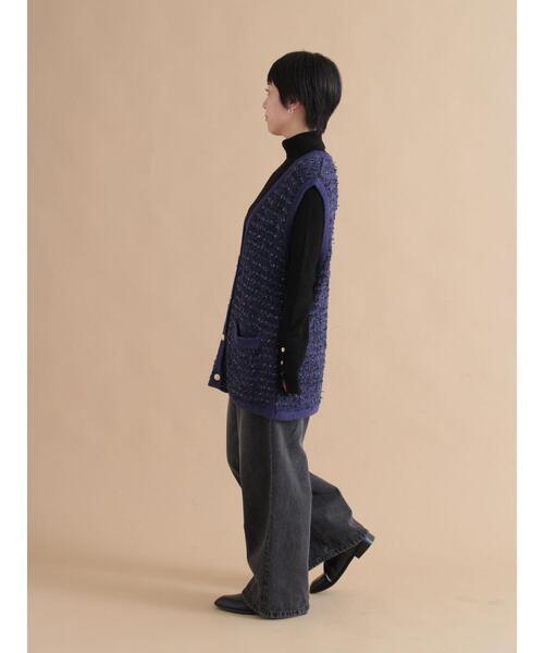 sm2rhythm（サマンサモスモスリズム）の「ツイード風ニットジレ（ベスト・レディース・ネイビー/ブラック/オフホワイト・F）」の18枚目の写真