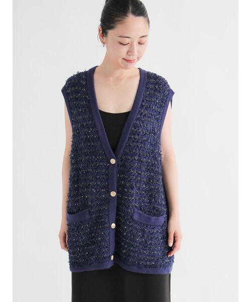 sm2rhythm（サマンサモスモスリズム）の「ツイード風ニットジレ（ベスト・レディース・ネイビー/ブラック/オフホワイト・F）」の21枚目の写真