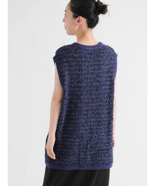 sm2rhythm（サマンサモスモスリズム）の「ツイード風ニットジレ（ベスト・レディース・ネイビー/ブラック/オフホワイト・F）」の22枚目の写真