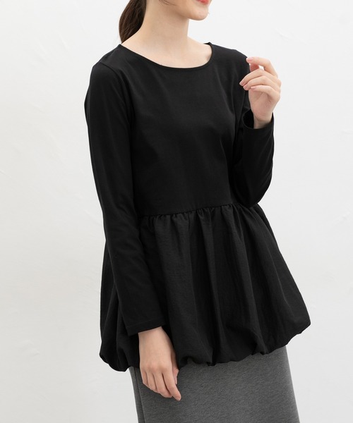 Honeys（ハニーズ）の「裾バルーンインナー（Tシャツ/カットソー・レディース・ホワイト/ブラック・M/L/3L/S/LL）」の2枚目の写真