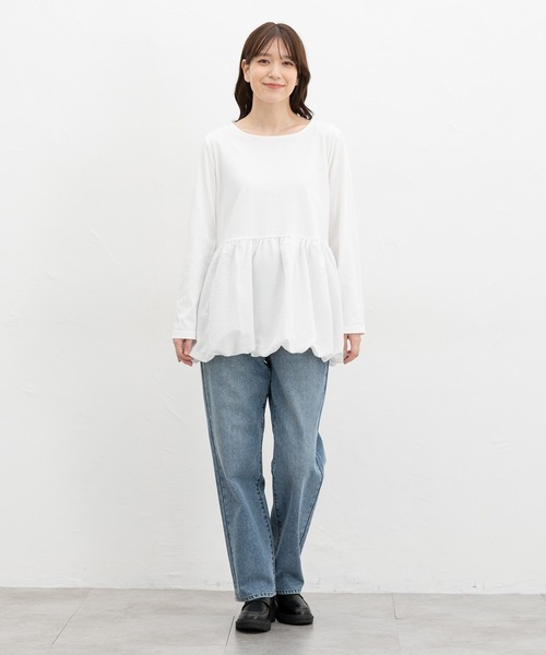 Honeys（ハニーズ）の「裾バルーンインナー（Tシャツ/カットソー・レディース・ホワイト/ブラック・M/L/3L/S/LL）」の7枚目の写真