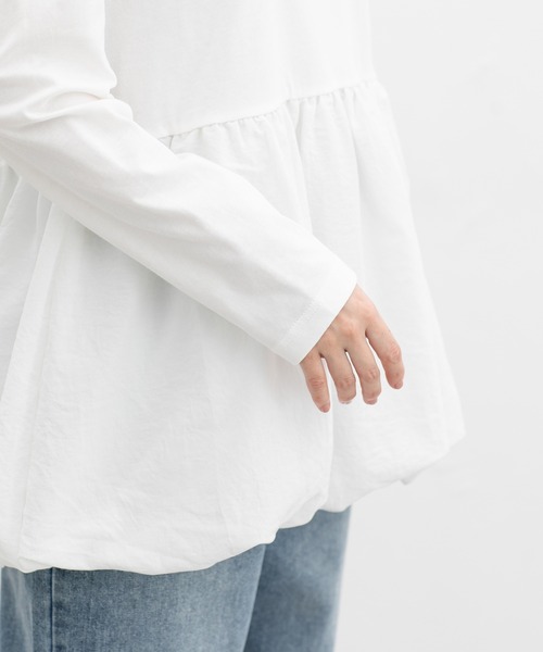 Honeys（ハニーズ）の「裾バルーンインナー（Tシャツ/カットソー・レディース・ホワイト/ブラック・M/L/3L/S/LL）」の11枚目の写真