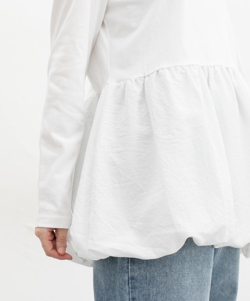 Honeys（ハニーズ）の「裾バルーンインナー（Tシャツ/カットソー・レディース・ホワイト/ブラック・M/L/3L/S/LL）」の9枚目の写真