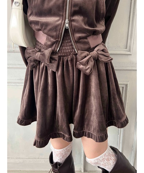 セール】《セットアップ対応◎》リボンベロアスカート（スカート