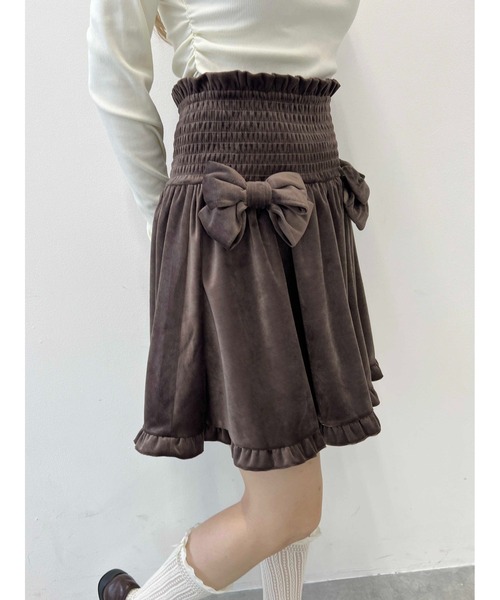 セール】《セットアップ対応◎》リボンベロアスカート（スカート