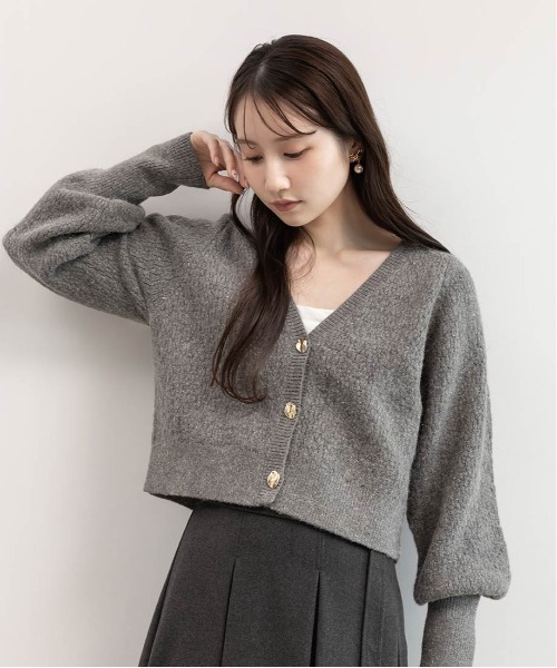RANDA（ランダ）の「デザイン編みVネックニットカーディガン（カーディガン/ボレロ・レディース・グレー/ピンク/ホワイト・FREE）」の11枚目の写真