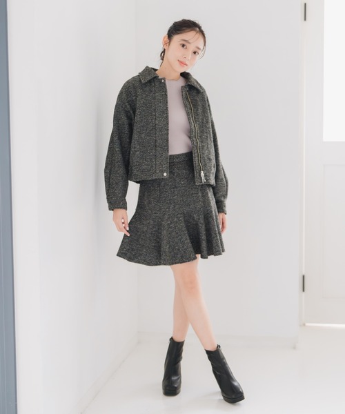 MISCH MASCH(ミッシュマッシュ)の「ヘリンボーン柄ステンカラージャケット(その他アウター・レディース・ブラック×ホワイト/アイボリー・フリ-)」の12枚目の写真