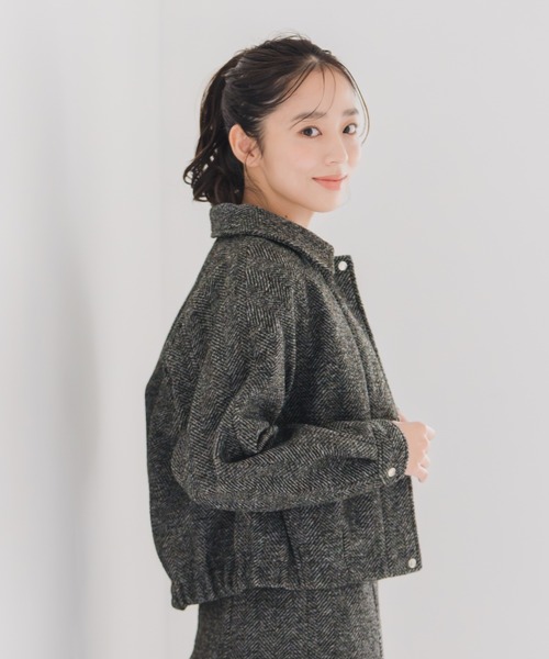 MISCH MASCH(ミッシュマッシュ)の「ヘリンボーン柄ステンカラージャケット(その他アウター・レディース・ブラック×ホワイト/アイボリー・フリ-)」の9枚目の写真