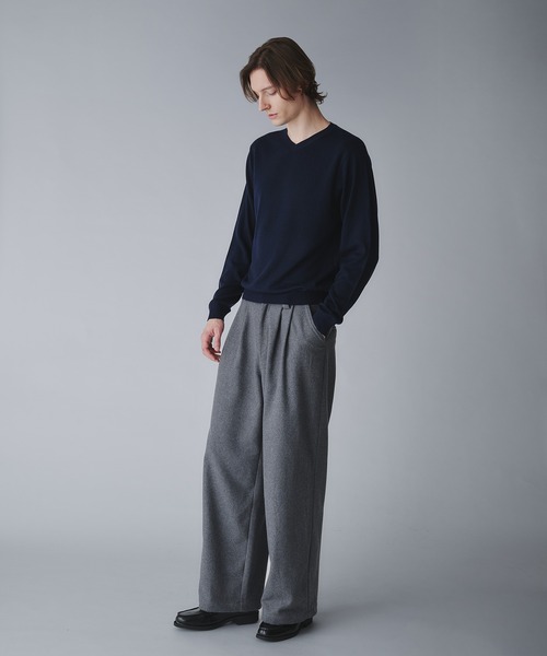 2tuck wide straight slacks/ツータックワイドストレートスラックス